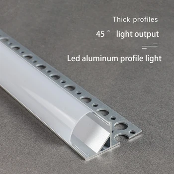 Светодиодный светильник из алюминиевого профиля с односторонним наклоном вверх на 45 °, светильник для занавесок, Подвесной верхний край, Линейная длинная полоса, светоотражающий слот