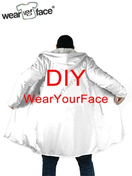 Сделай сам по индивидуальному заказу Флисовый Ветрозащитный Плащ с капюшоном с 3D-принтом, Зимняя Повседневная Зимняя Толстая Теплая Мужская Одежда