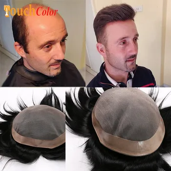 Сенсорный Цветной Мужской Парик Система Замены Человеческих Волос Man United Hair Toupee Прочный Парик На Основе Npu Из Натуральных Волос Мужские Шиньоны