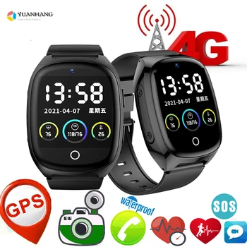 Смарт-часы для пожилых людей с поддержкой 4G, пульсометр, кровяное давление, GPS, Wi-Fi, Отслеживание положения, Голосовой видеозвонок, камера, термометр, Умные часы