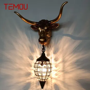 Современный интерьер TEMOU, хрустальные настенные светильники, креативный дизайн для крупного рогатого скота, светодиодные прикроватные бра для дома, гостиной, декора веранды.