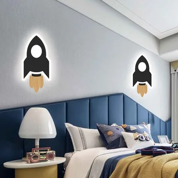 Современный настенный светильник Rocket в скандинавском минимализме, Детская комната, спальня, Мультяшные светодиодные прикроватные лампы Volage AC220V-240V