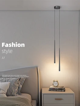 Современный светодиодный минималистичный подвесной светильник Nordic Black / White Прикроватный Маленький Подвесной светильник Спальня Гостиная Кофейня Внутреннее освещение