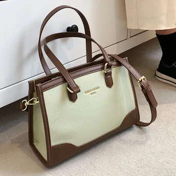 Сумка бренд дизайнер ПУ кожа через плечо для женщин, ретро контрастная сумка через плечо сумочка с клапаном тенденция 2022 