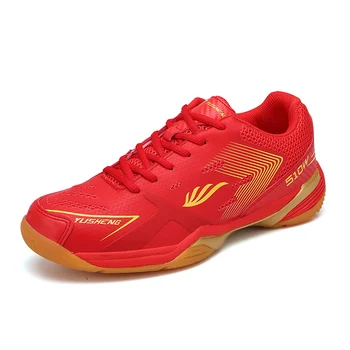 Теннисная Мужская Женская спортивная обувь, уличные женские кроссовки для фитнеса на плоской подошве, Противоскользящие Красные, синие мужские кроссовки для бадминтона Большого размера
