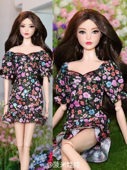 Черное платье с цветочным узором / модная юбка с цветочным узором для куклы 30 см, наряд для 1/6 Xinyi FR ST, одежда для куклы Барби / игрушки для девочек