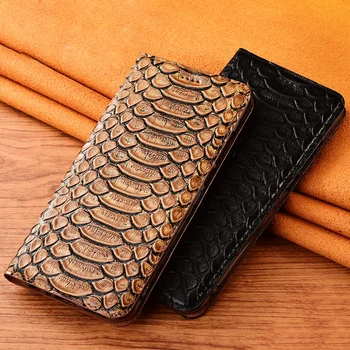 Чехол из Натуральной Кожи Со Змеиными Прожилками Для Samsung Galaxy S20 S21 FE S22 Plus S22 Ultra Cowhide Wallet Flip Cover Cases