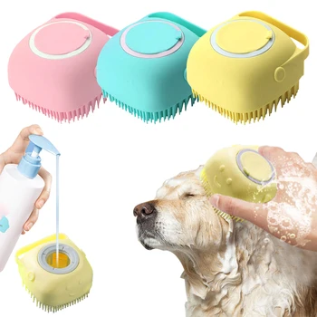 Шампунь-массажер для ванной, щетка для мытья щенков, массажный диспенсер для ванной, щетка для душа, мягкая силиконовая щетка для собак, домашнее животное